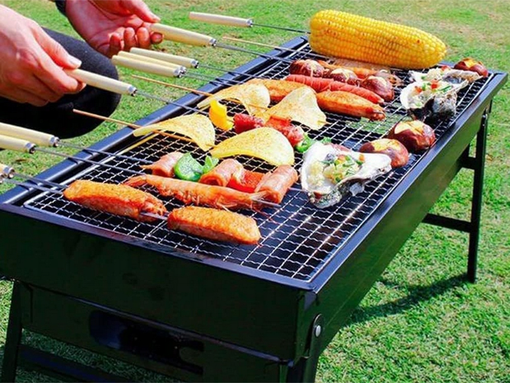 Gratar camping portabil, rezistent la conditiile meteorologice, reutilizabil, 60x32x22 cm, negru 1 51647894
