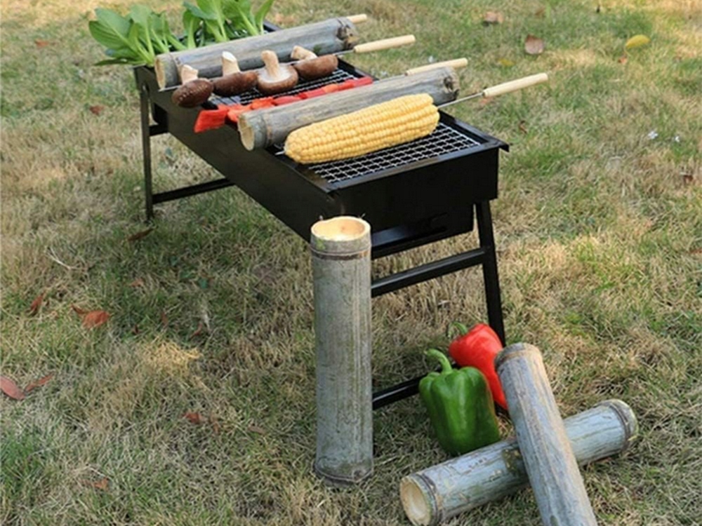 Gratar camping portabil, rezistent la conditiile meteorologice, reutilizabil, 60x32x22 cm, negru 4 51647903