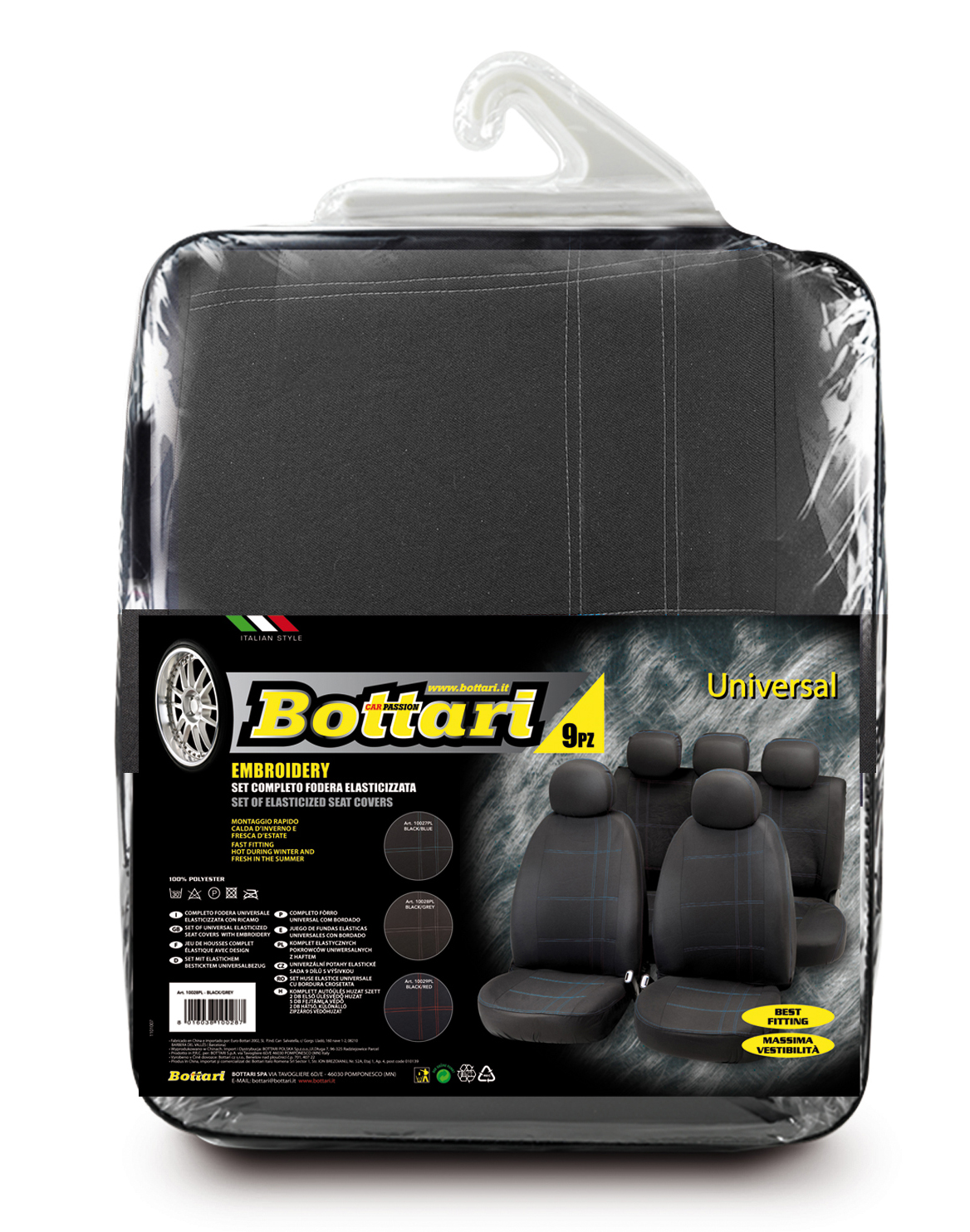 Toate Produsele - Set universal huse universala EMBROIDERY negru/gri