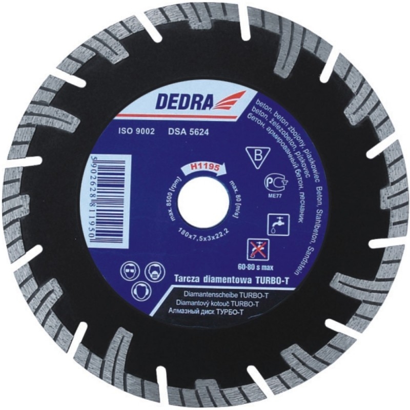 Disc diamantat Dedra Dynamic TURBO 350 mm pentru taiere beton