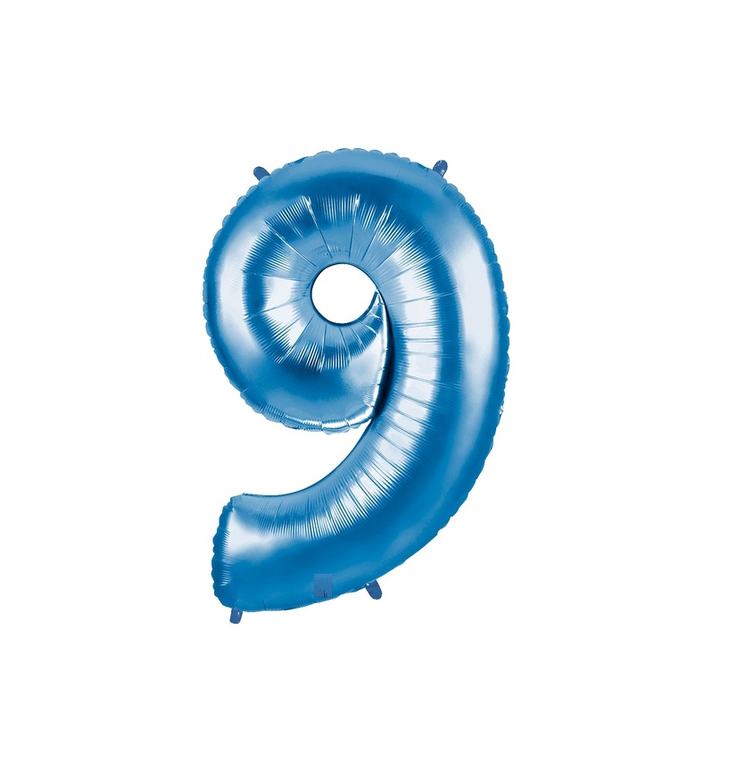 Black Friday - Balon folie cifra 9 albastru 100cm