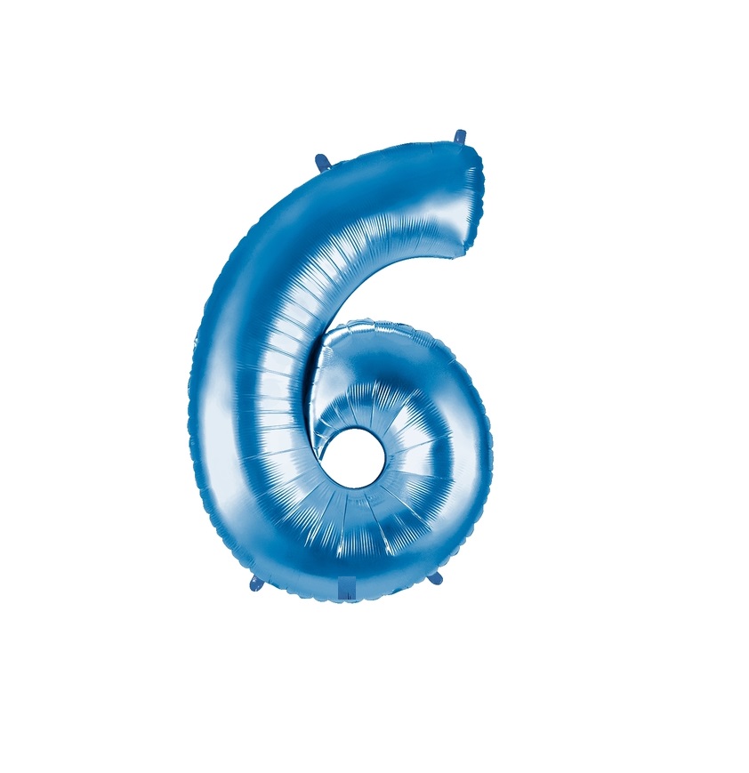 Black Friday - Balon folie cifra 6 albastru 100cm