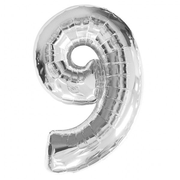 Balon folie cifra 9 argintiu / silver 100cm [2]