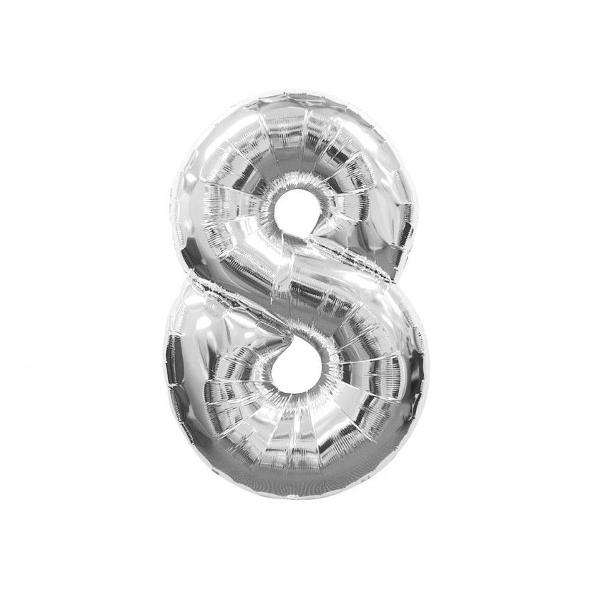 Balon folie cifra 8 argintiu / silver 100cm [1]
