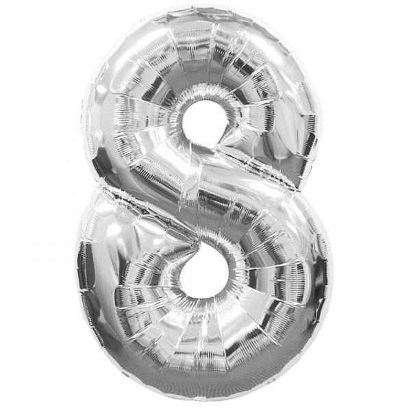 Balon folie cifra 8 argintiu / silver 100cm [2]