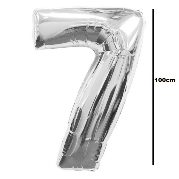 Baloane cifre folie 100 cm - Balon folie cifra 7 argintiu / silver 100cm