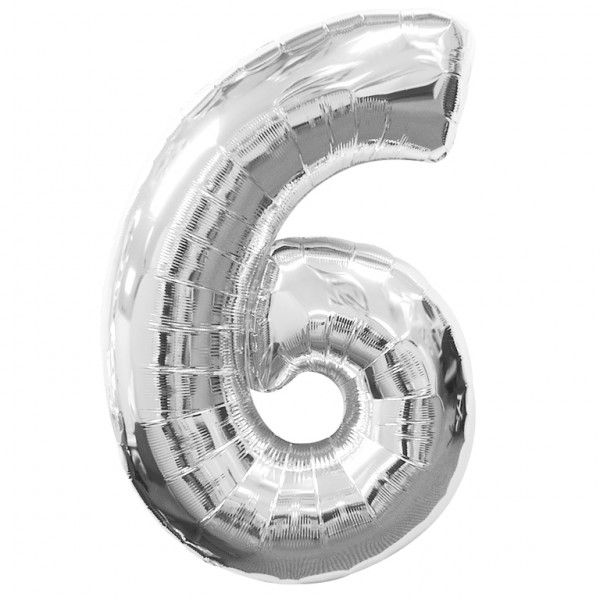 Balon folie cifra 6 argintiu / silver 100cm [2]