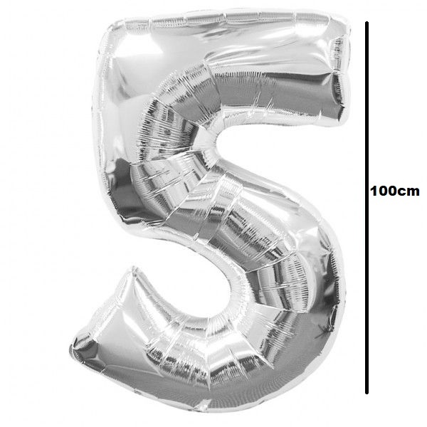 Balon folie cifra 5 argintiu / silver 100cm [1]