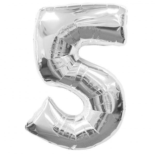 Balon folie cifra 5 argintiu / silver 100cm [2]