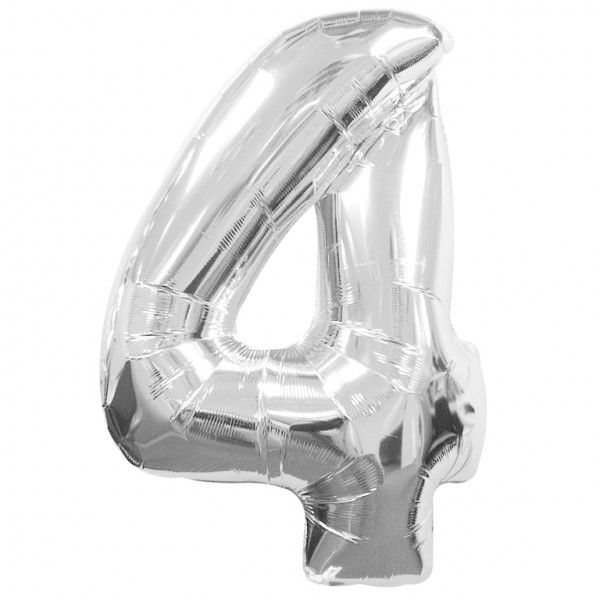 Balon folie cifra 4 argintiu / silver 100cm [2]