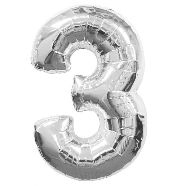 Balon folie cifra 3 argintiu / silver 100cm [2]