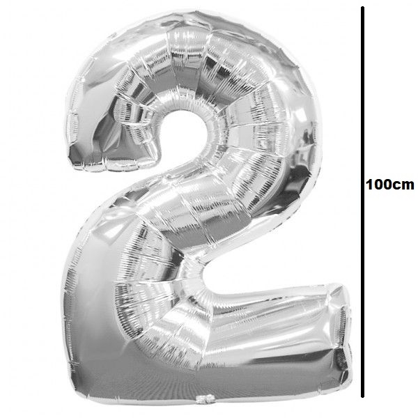 Balon folie cifra 2 argintiu / silver 100cm [1]
