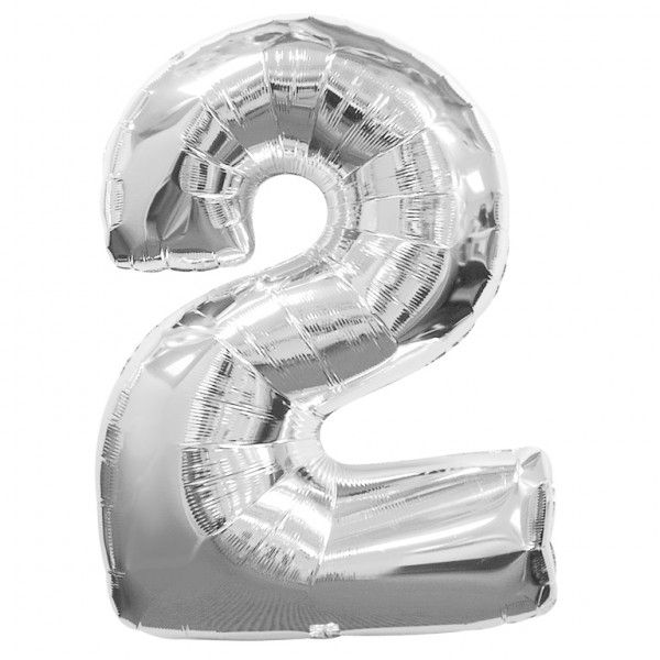 Balon folie cifra 2 argintiu / silver 100cm [2]