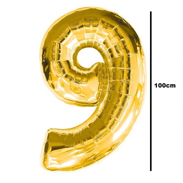 Black Friday - Balon folie cifra 9 auriu / gold 100cm