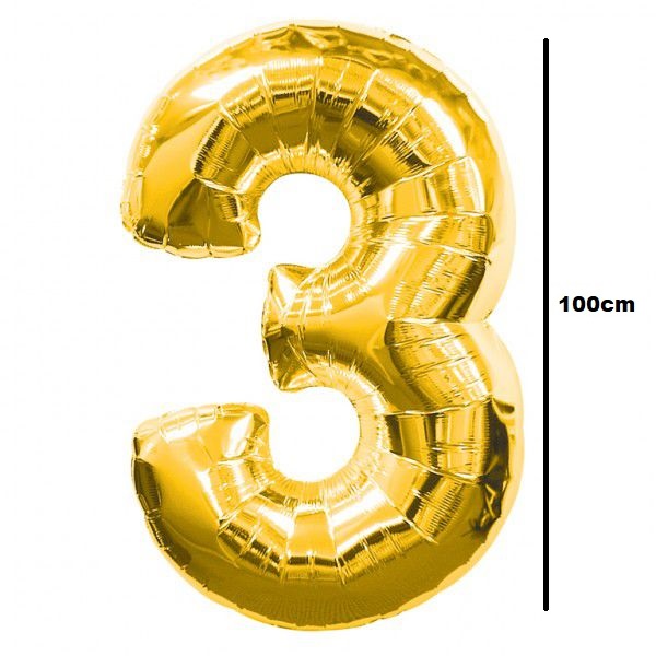 Black Friday - Balon folie cifra 3 auriu / gold 100cm