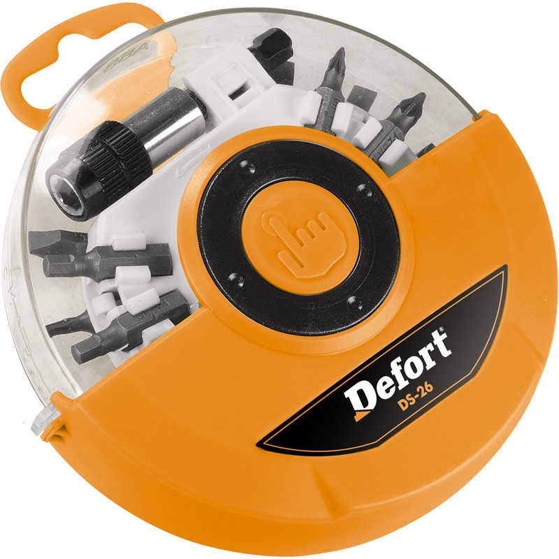 Seturi si accesorii pentru gaurit si insurubat - Set 26 accesorii Defort biti, adaptoare in cutie plastic