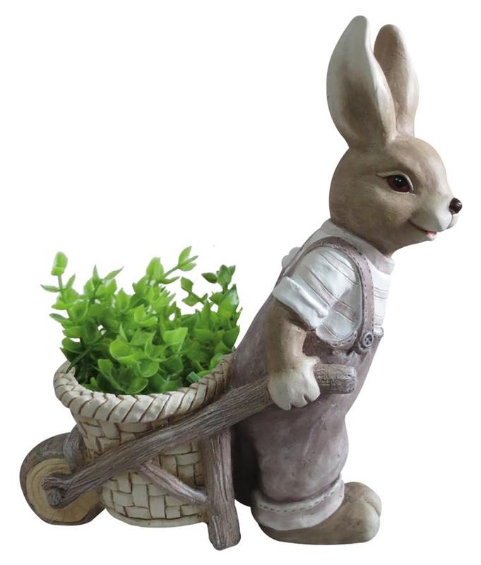 Ghivece si suporturi - Ghiveci decorativ Bunny with trolley,ceramica,42 x 19 x 49 cm
