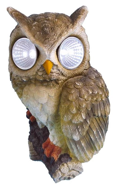 Produse EmagMarketplace - Decoratiune gradina Owl with eyes,rasina sintetica,15 x 14 x 22 cm,Led