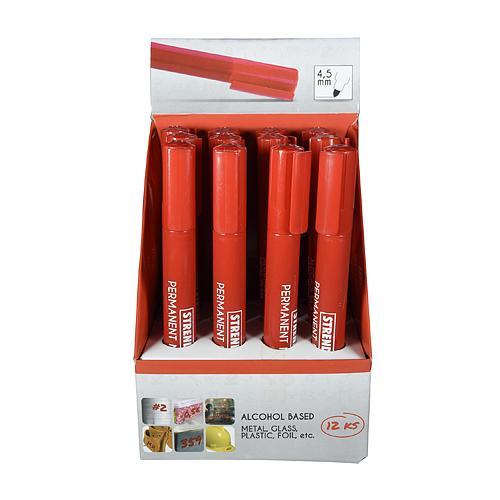 Markere - Set marker permanent Strend Pro Permanent, 12 buc, grosime 4.5mm, rosu