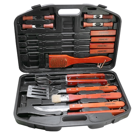Set 18 piese ustensile pentru gratar, barbeque in cutie transport plastic [1]