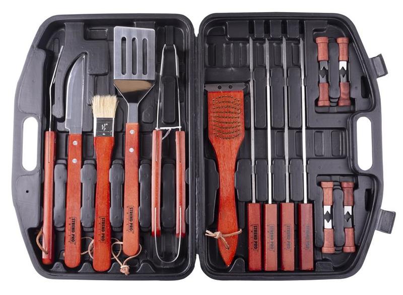 Set 18 piese ustensile pentru gratar, barbeque in cutie transport plastic [2]