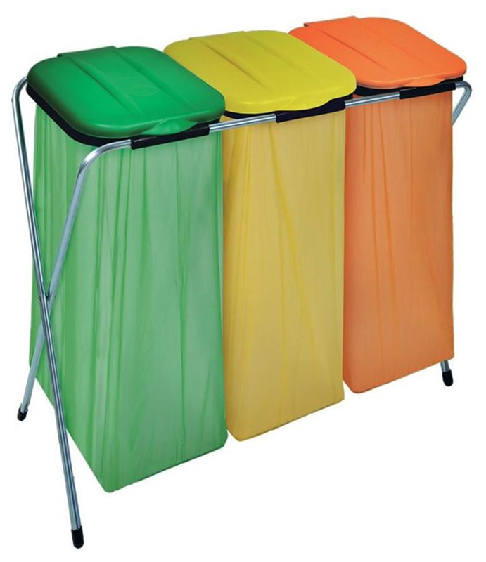 Cosuri de gunoi - Suport pliabil pentru saci de gunoi TRIO, 96 x 42 x 78 cm, pentru saci maxim 130 l, pentru reciclare selectiva