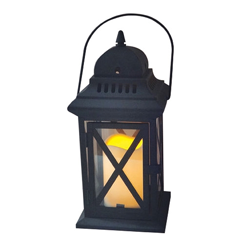 Felinare si stalpi - Felinar terasa metalic cu LED,14x14x30 cm,3 x AAA