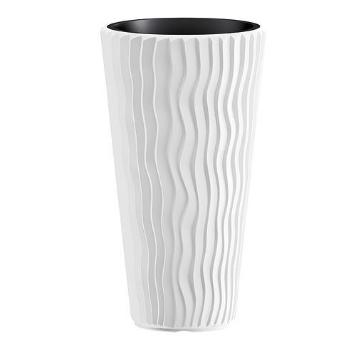 Produse EmagMarketplace - Ghiveci pentru flori SGTT RoundSandy diametru 38cm, inaltime 70cm, alb