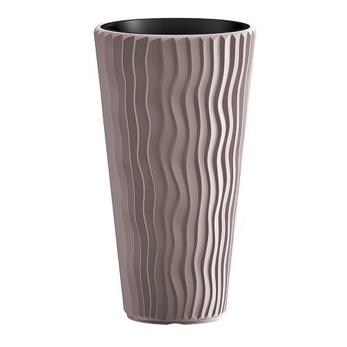 Ghivece si suporturi - Ghiveci pentru flori SGTT RoundSandy diametru 38 cm,inaltime 70 cm,mocca