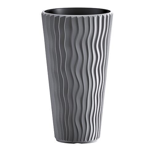 Produse EmagMarketplace - Ghiveci pentru flori SGTT RoundSandy diametru 38 cm,inaltime 70 cm,argintiu