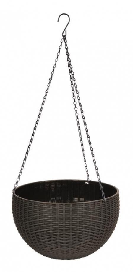 Produse EmagMarketplace - Ghiveci de flori cu agatatoare metalica, 26x16 cm , maro