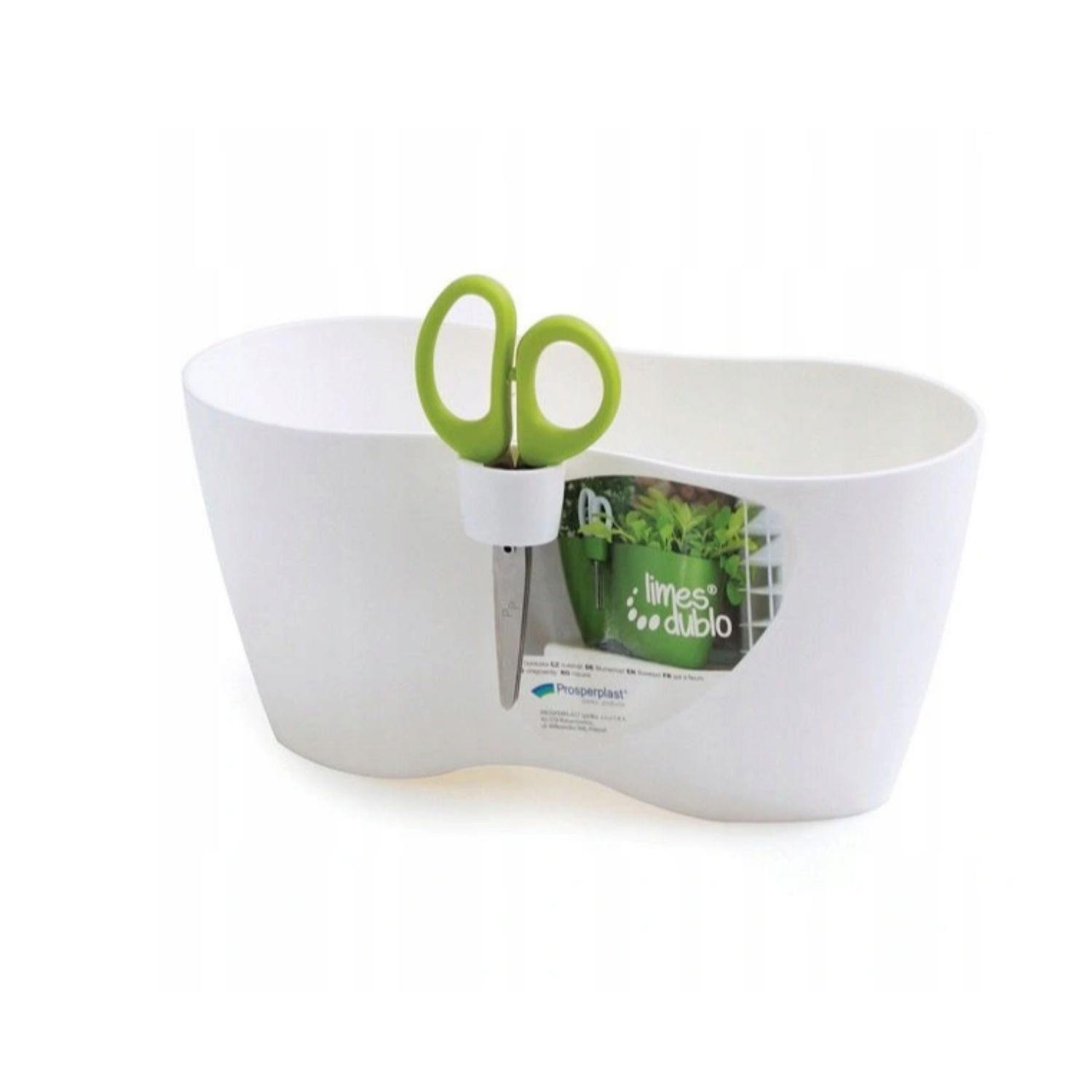 GRADINA - Set ghiveci cu foarfece Limes Dublo, alb, 2.3 l