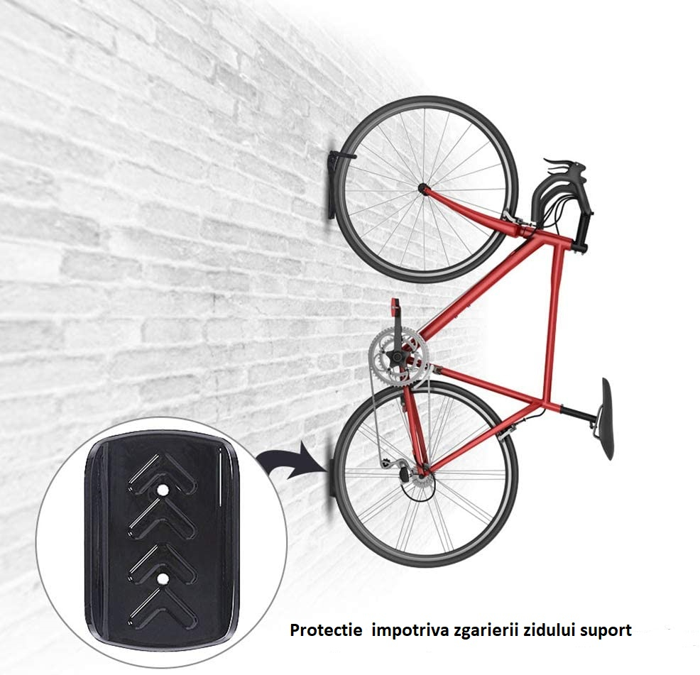 Suport bicicleta de perete depozitare prindere carlig din otel maxim 25 kg  accesorii incluse 1buc [1]