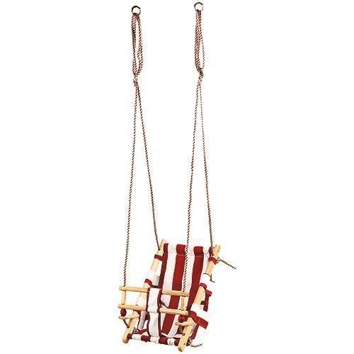 Leagane copii - Leagan ST Kids pentru copii,cadru lemn,material textil rosu-alb,max 70 kg,36x24x45 cm