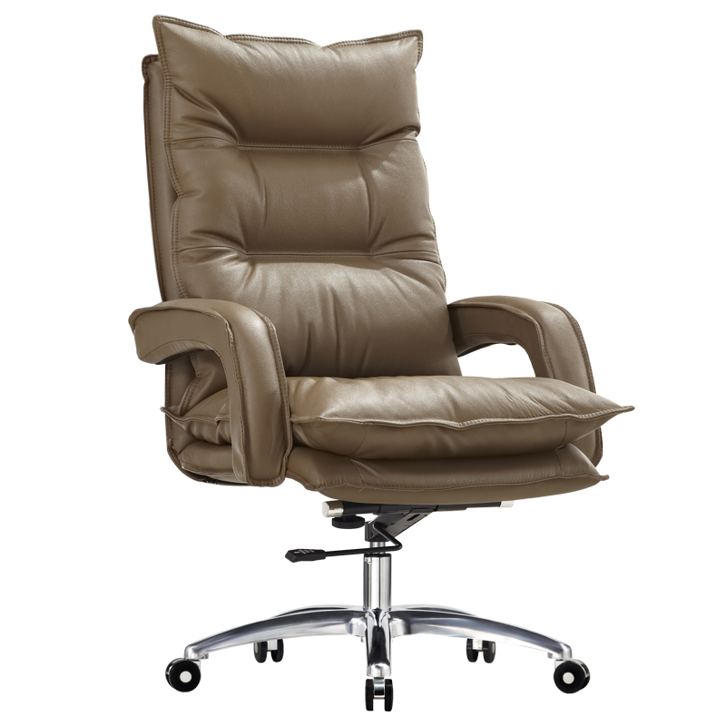 Scaun birou directorial de lux AIX©, ergonomic, recliner, din piele ecologica, cu brate, baza din otel cromat, pe inaltime,culoare army - eMAG.ro