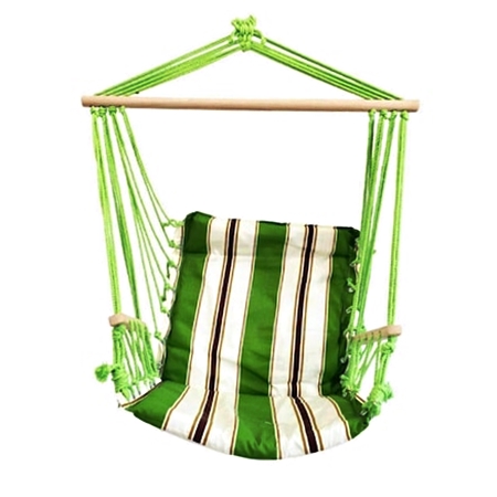 Hamace si leagane - Hamac tip scaun suspendat,SGTT,100x50cm,max 150 kg,bumbac,verde/alb