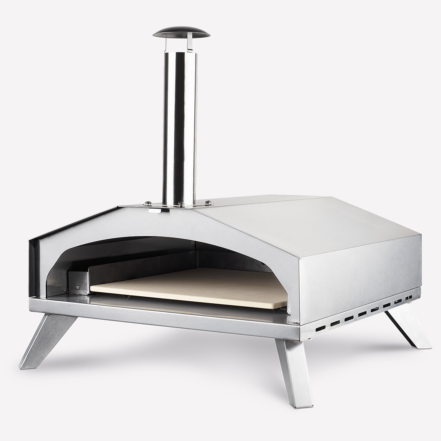 Cuptor pe gaz pentru pizza H.Koenig, GINO536, temporizator, suprafata mare, 40 x 40 cm, autentic, usor de instalat si folosit, accesorii incluse, inox, argintiu 2 Unknown Image
