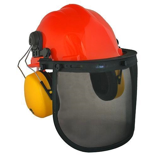 Casca protectia muncii - Casca de protectie cu viziera plasa si casti antifon 3 in 1