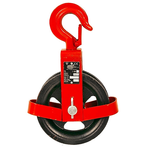 Accesorii echipamente pentru transport si ridicat - Scripete cu roata pentru ridicat cu carlig si protectie 0.5T, Brano
