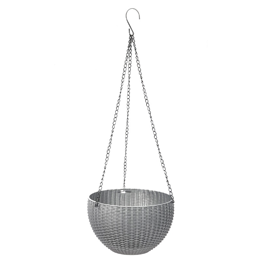 Ghivece si suporturi - Ghiveci de flori cu agatatoare metalica, 26x16 cm , gri
