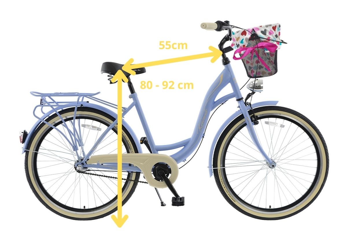 Bicicleta Dama Kands® S-Comfort 3 viteze Roti din aluminiu marimea 26" Albastru Cadru 18'', 155-180 cm inaltime, Cu cos, Lumini cu leduri -