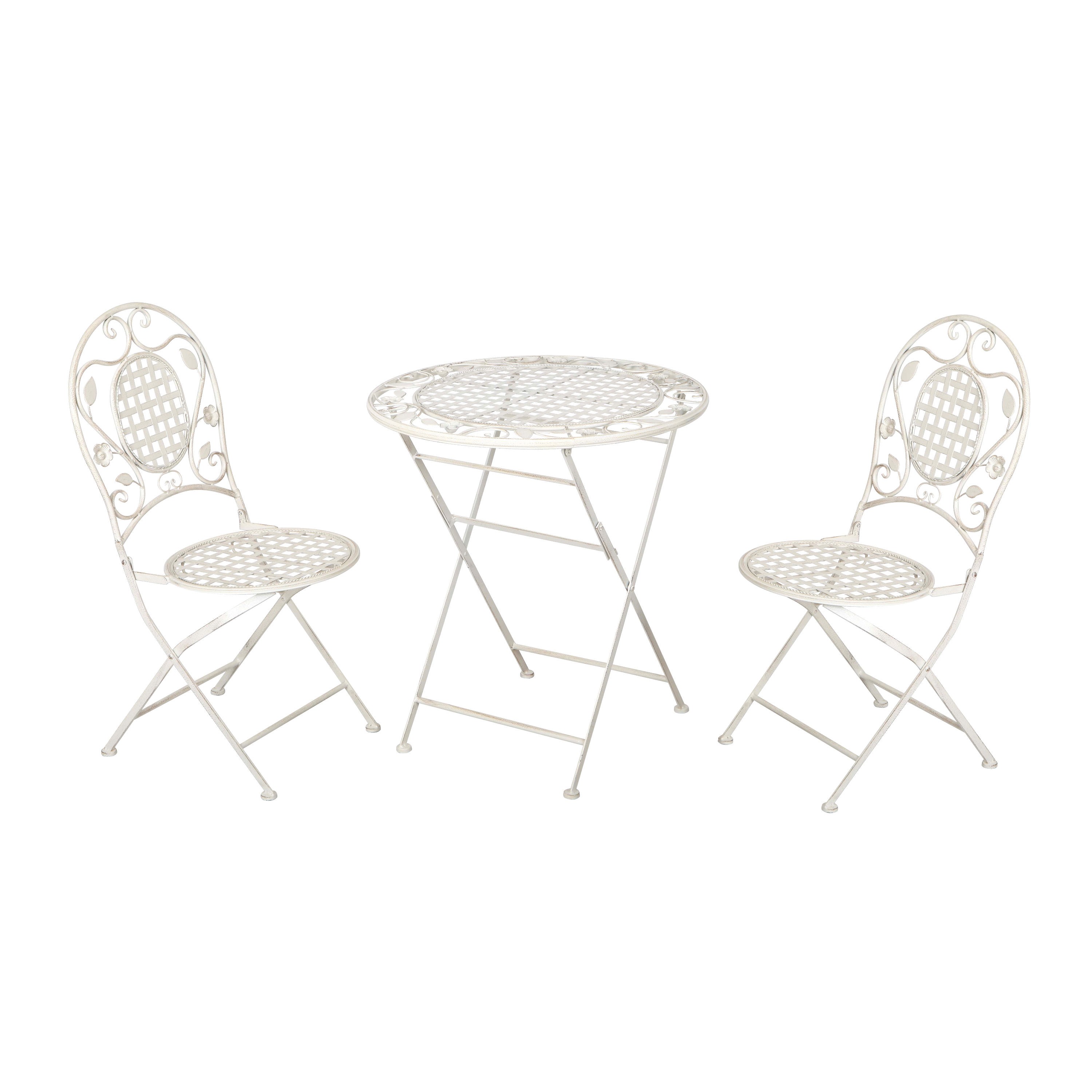 voice Scottish Luxury Set masa rotunda pentru gradina DacEnergy©, structura de metal, 2 scaune  pliante, vopsea alba, 70 x 75.5 cm - eMAG.ro