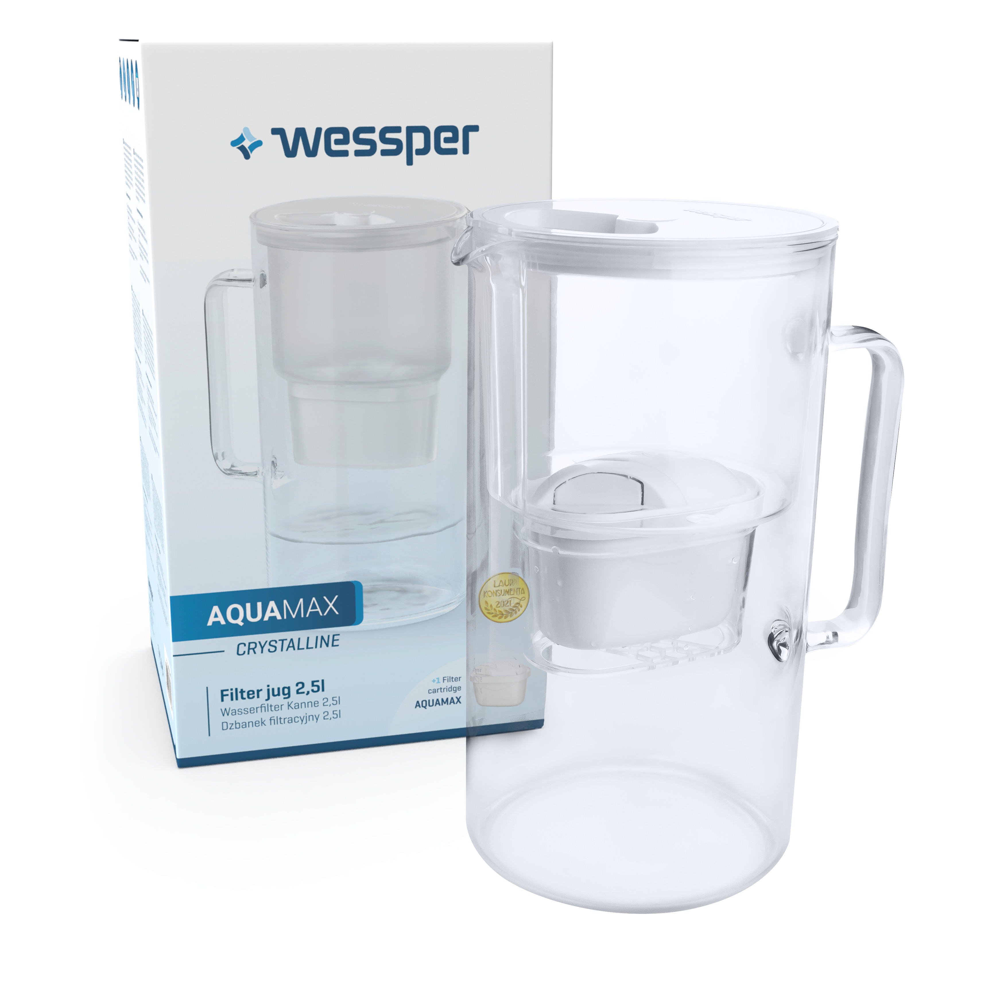 Aquamax Caraffa filtro acqua Wessper AquaMax Crystalline 2,5 l e filtro 
