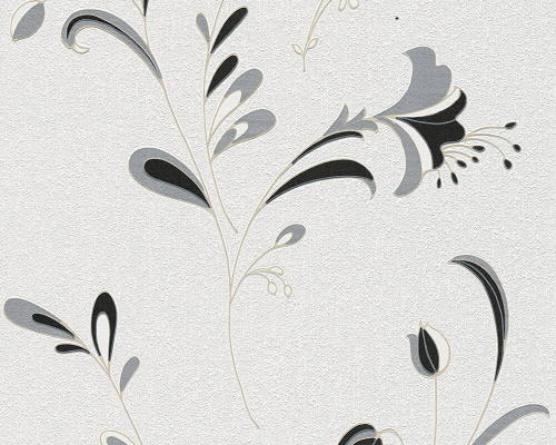 Telemacos Calligrapher Baffle Tapet hartie, Deco 106742, model floral, stil modern, 10 x 0.53 m, alb, gri  si negru - eMAG.ro