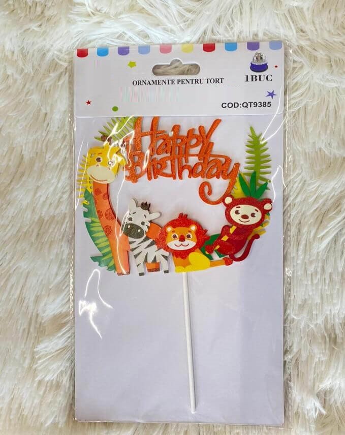 Decor tort carton zoo Happy Birthday 12 x 10cm [1]