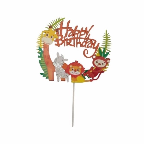Decor tort carton zoo Happy Birthday 12 x 10cm [2]