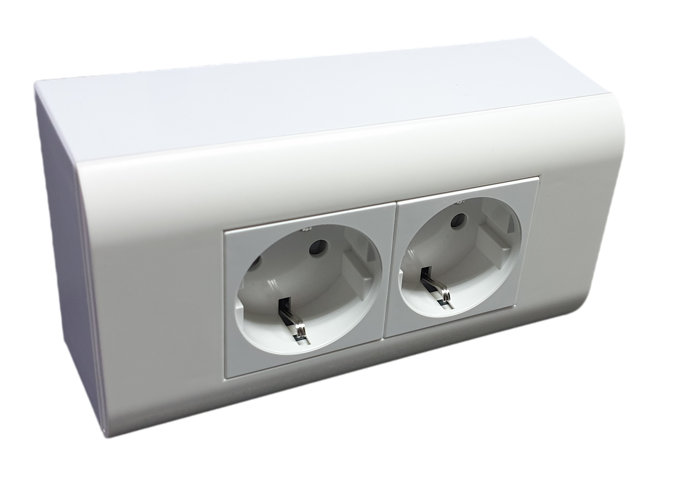 Priza electrica dubla LanKATT, schuko, PT, montaj aparent (pe tencuiala), modulara, 80x148, ALB 5 27558749