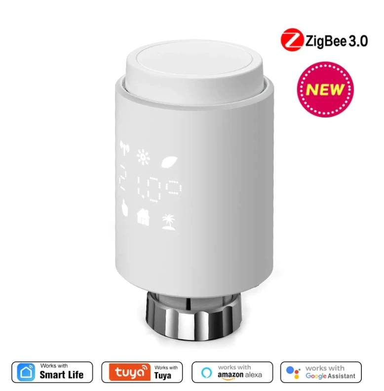 Cap termostatic inteligent pentru calorifer, conectare cu Hub ZigBee, compatibil cu Tuya /Smart Life/ Google Assistant/ Amazon Alexa, model alb @Smartwiz [2]
