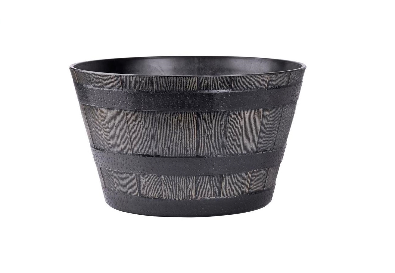 Ghivece si suporturi - Ghiveci decorativ rotund, din plastic rezistent, efect lemn natur, 39x24 cm