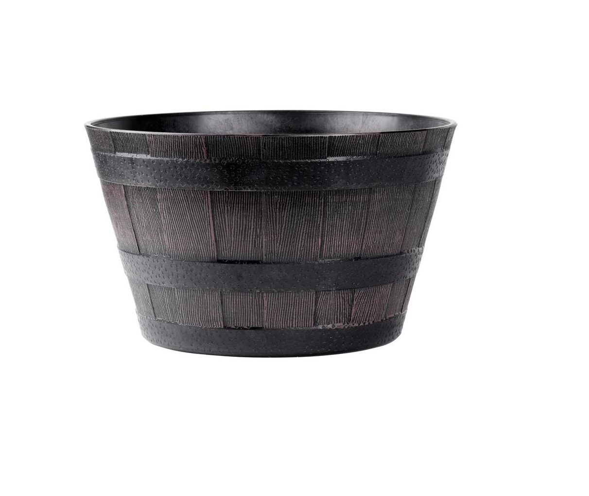 Ghivece si suporturi - Ghiveci decorativ rotund din plastic, efect lemn teak, 39x24 cm